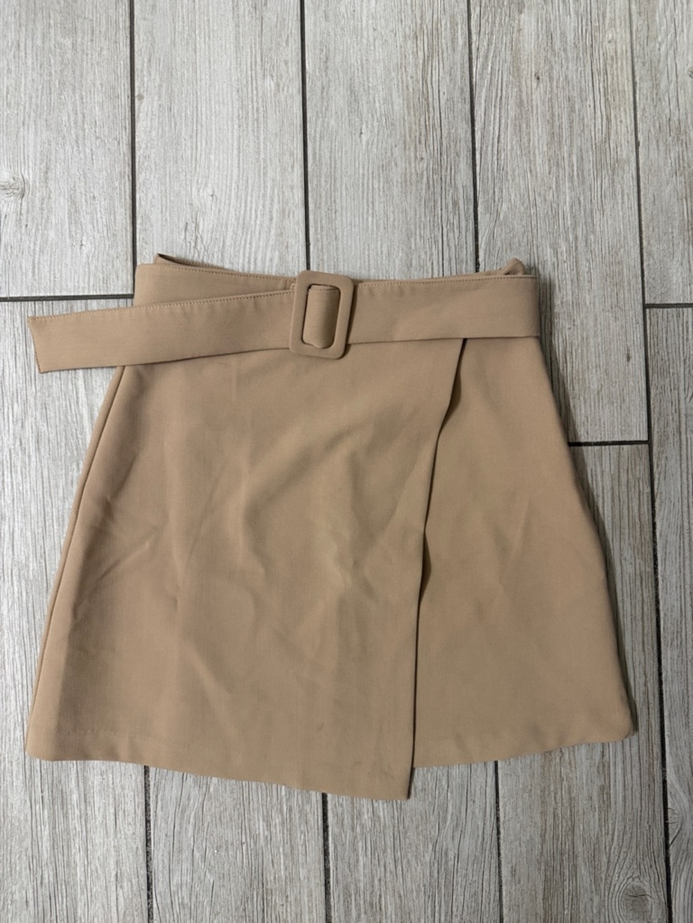 Tan Belted Wrap Skirt
